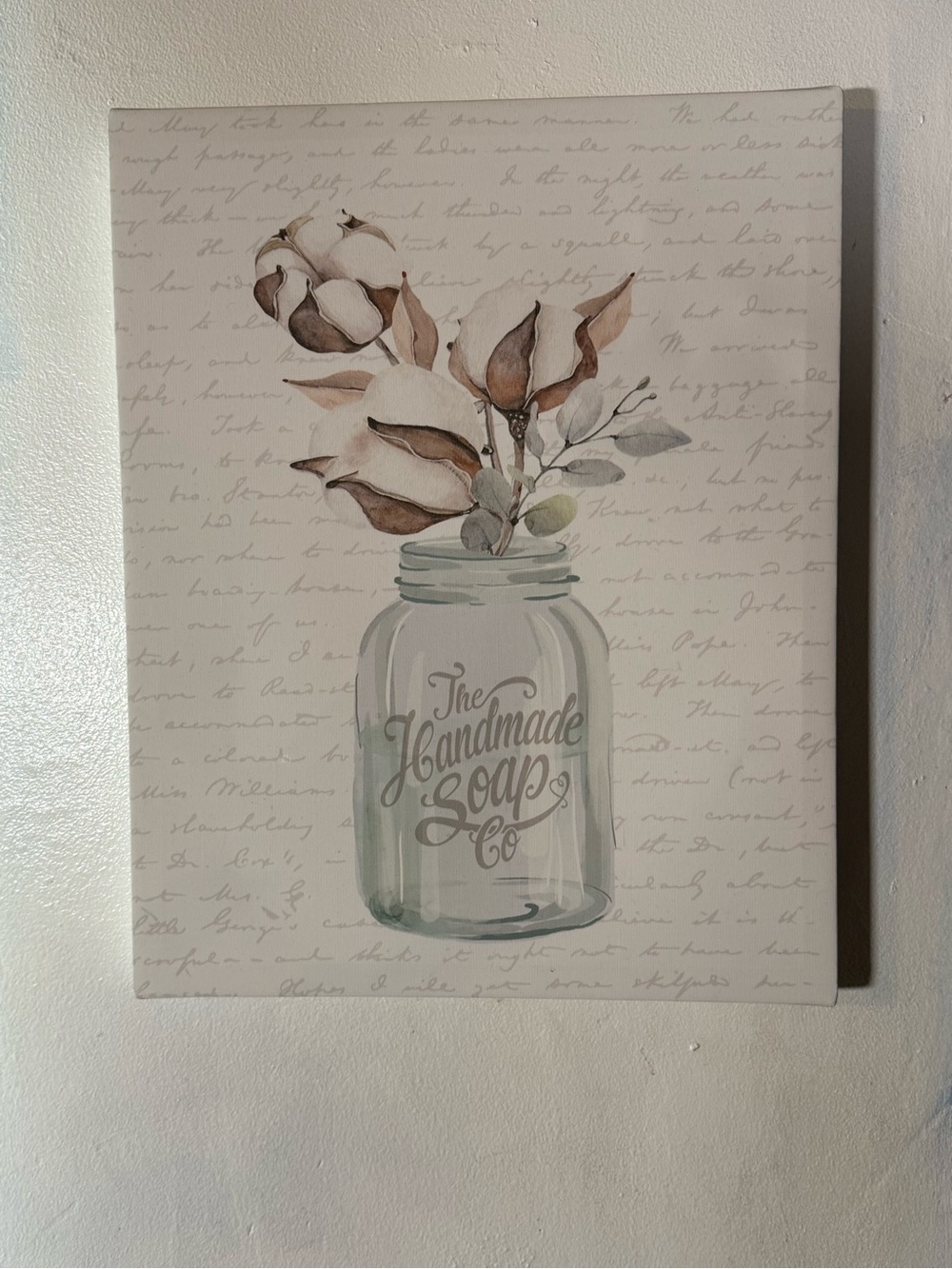 Cotton Stems in Mason Jar Wall Art - Neutral Tones